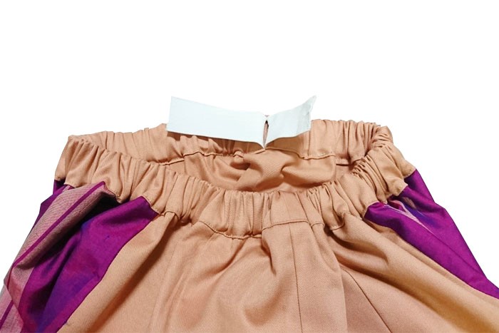 【ミシン初心者におすすめ】着物⇒スカートのリメイク手順-スカートにゴムを通した状態の写真