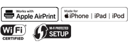 AirPrint対応 iPod/iPhone/iPadでの接続に対応 Wi-Fi対応 WPS対応