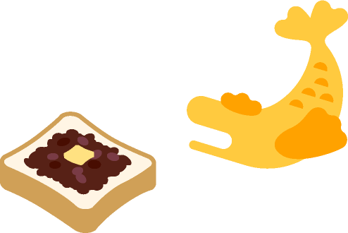 小倉トーストとしゃちほこのイラスト