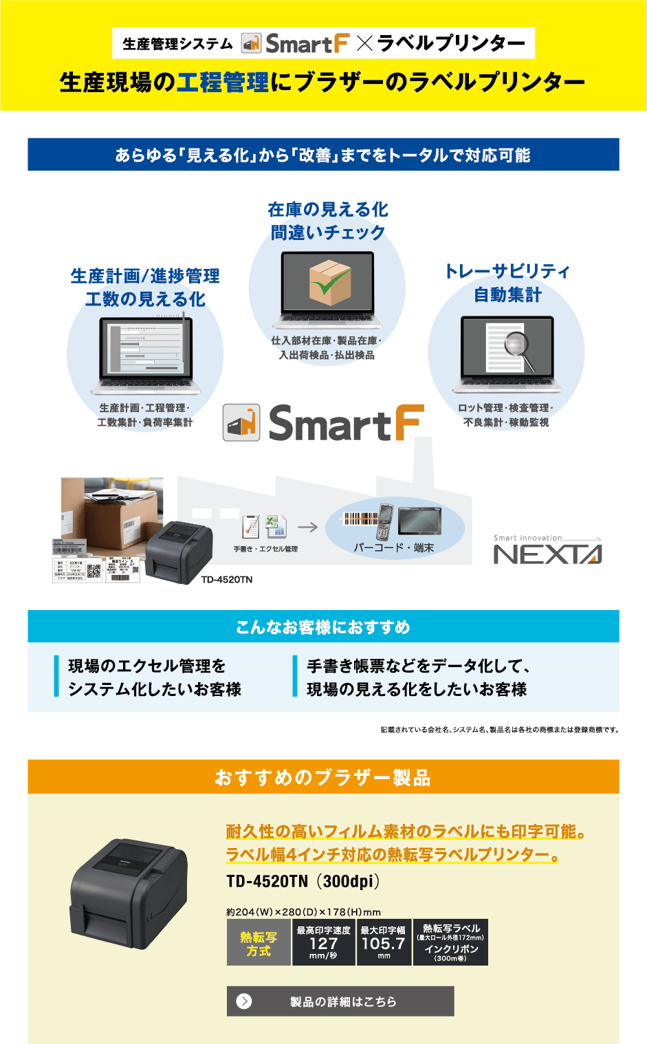 生産現場の工程管理にブラザーのラベルプリンター