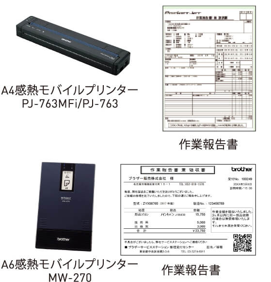 A4感熱モバイルプリンターPJ-763MFi/PJ-763 作業報告書 A6感熱モバイルプリンターMW-270 作業報告書
