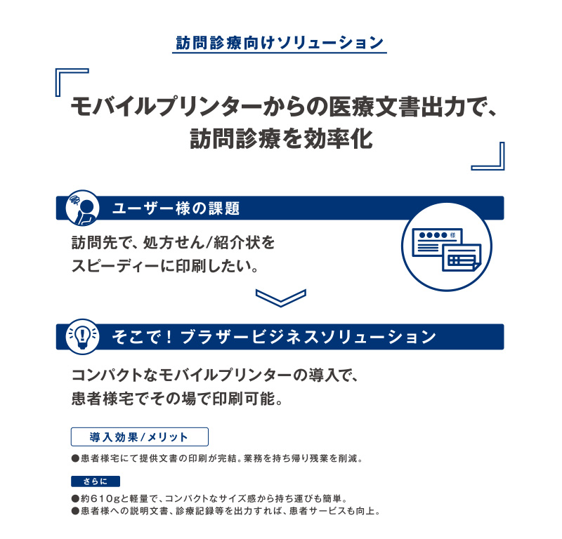 訪問診療向けソリューション モバイルプリンターからの医療文書出力で、訪問診療を効率化