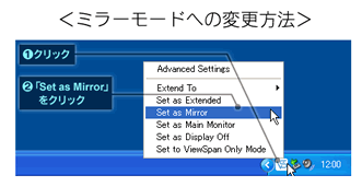 ミラーモードへの変更方法