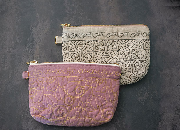 アラベスク風刺しゅうポーチ