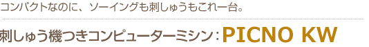 名入れも、コンパクトなのに、ソーイングも刺しゅうもこれ1台。　刺しゅう機つきコンピューターミシンPICNO KW