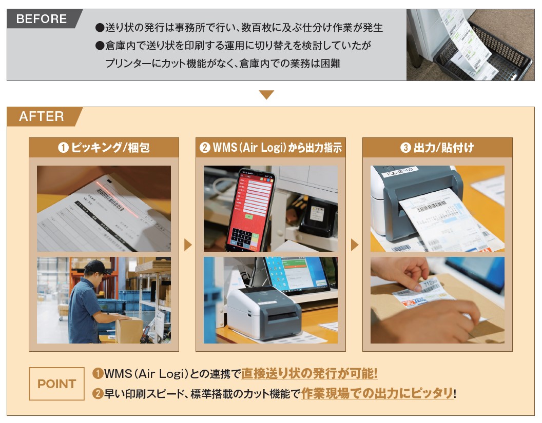 事務所での仕分け作業の必要がなくなり業務効率化を実現