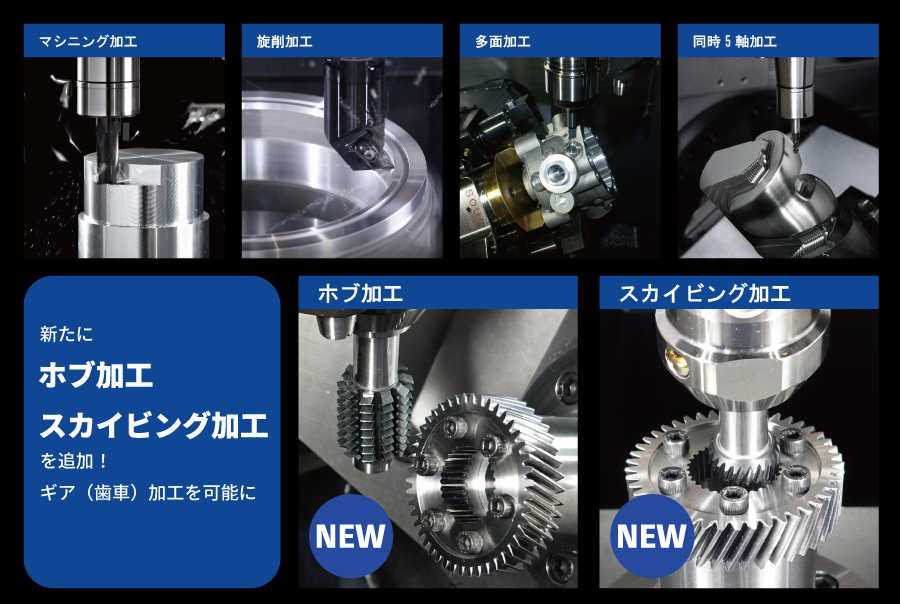 新たにホブ加工・スカイビング加工を追加！ギア(歯車)加工を可能に
