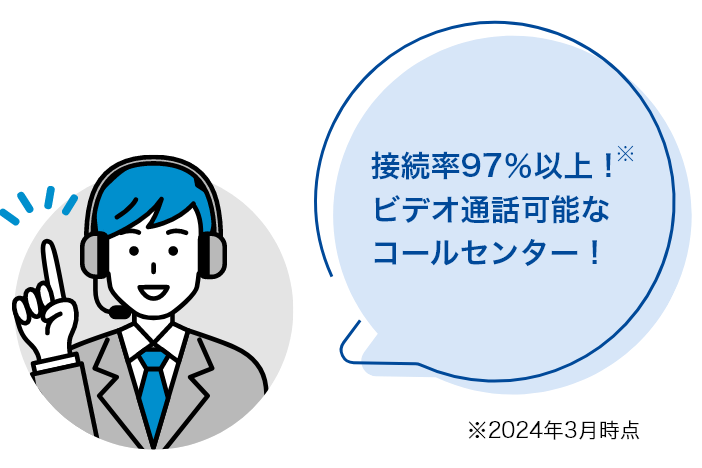 接続率97%以上！ビデオ通話可能なコールセンター ※2024年3月時点