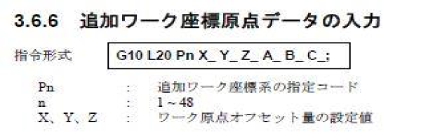 3.6.6 追加ワーク座標原点データの入力