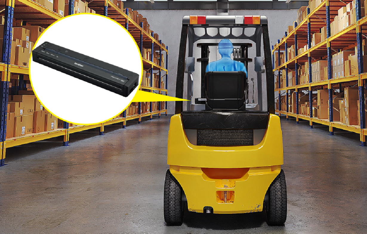 フォークリフト上で印刷！年間270時間の作業時間短縮