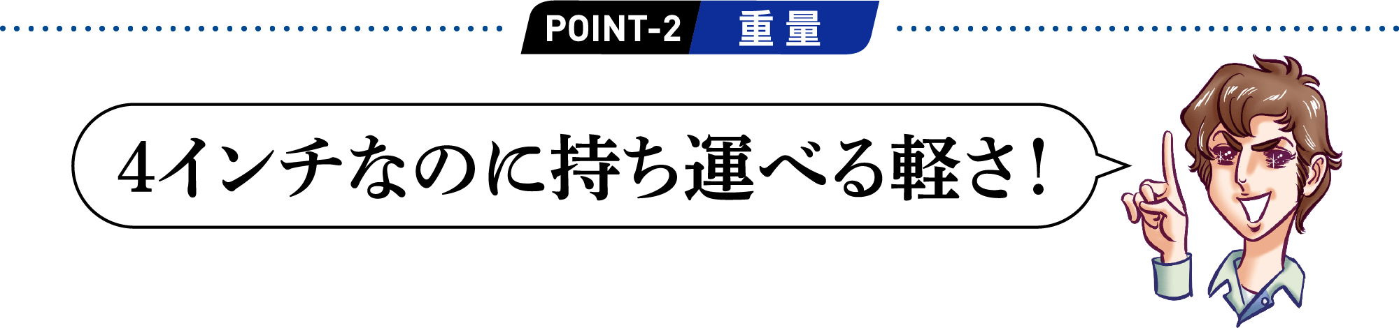 POINT2 4インチなのに持ち運べる軽さ！