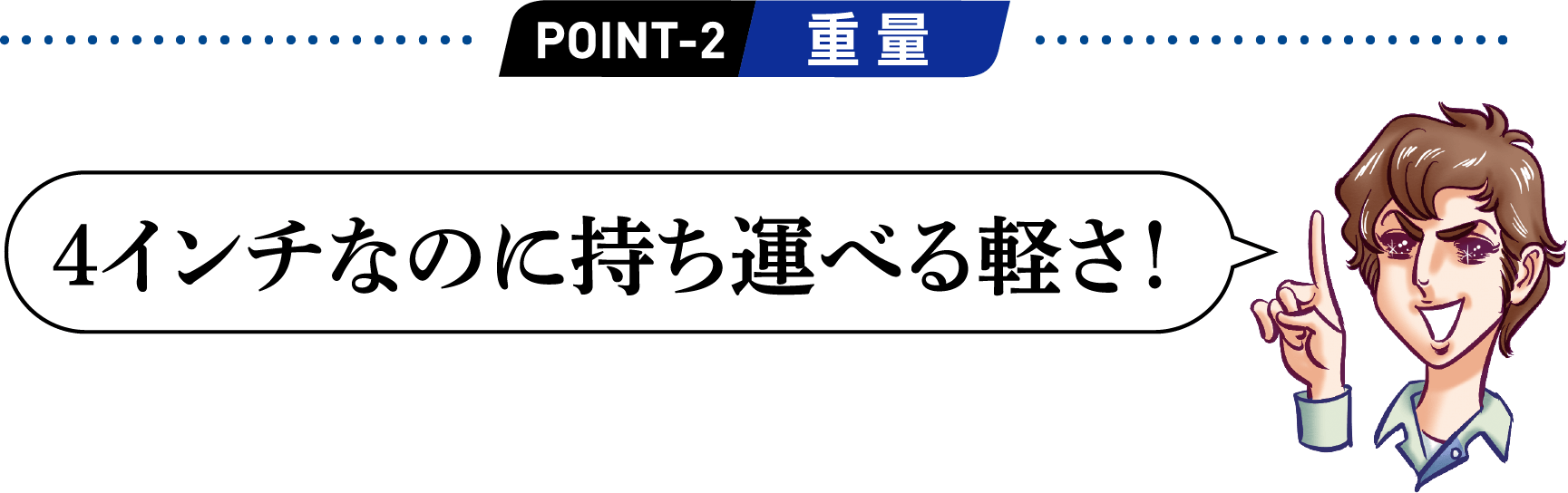 POINT2 4インチなのに持ち運べる軽さ！