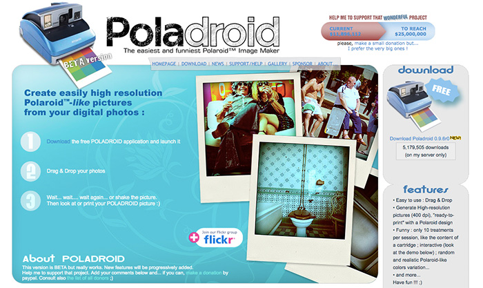 簡単操作でポラロイド写真が作れる！「Poladroid」