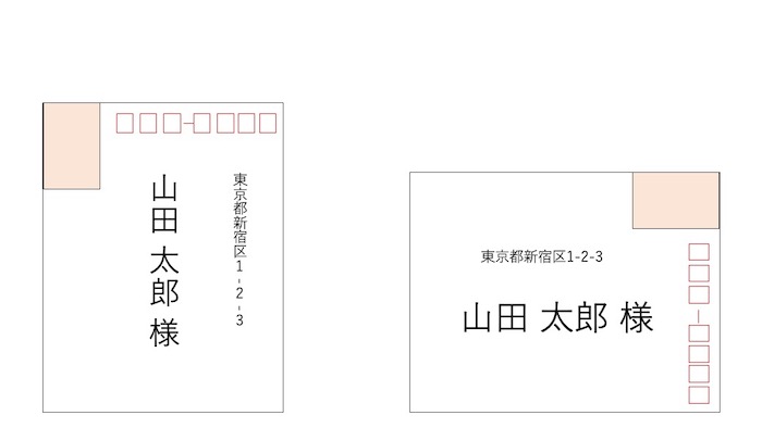 切手を貼る位置について教えてください。縦長の封筒は左上、横長の封筒は右上に貼るのが最適です。