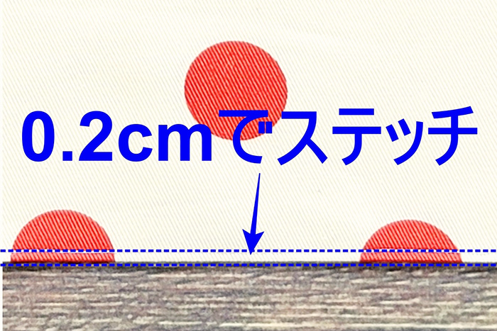 ポケット口にステッチをかける2