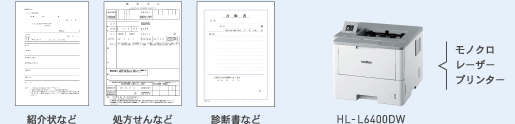 紹介状など　処方せんなど　診断書など　モノクロレーザープリンター　HL-L6400DW