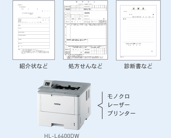 紹介状など　処方せんなど　診断書など　モノクロレーザープリンター　HL-L6400DW