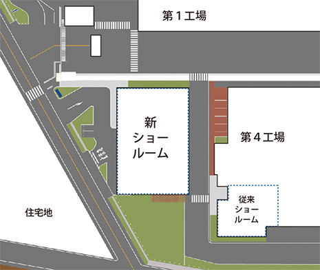 現ショールームと新ショールームの位置関係