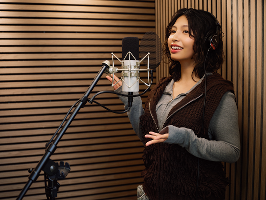 カラオケレコード体験の様子